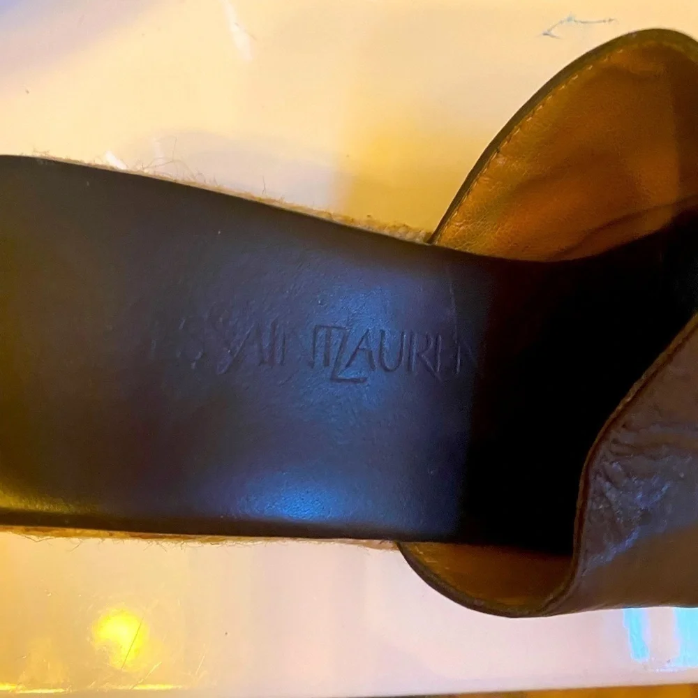 Yves Saint Laurent brown leather espadrille mules.  Size 7